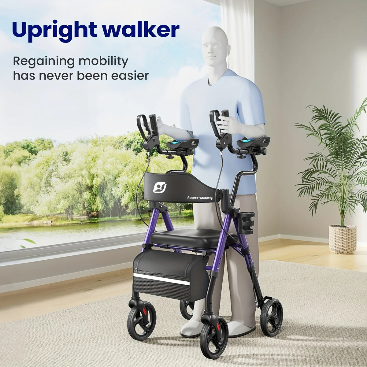 Maidesite Upright Walker With Padded Seat And Backrest Seniors