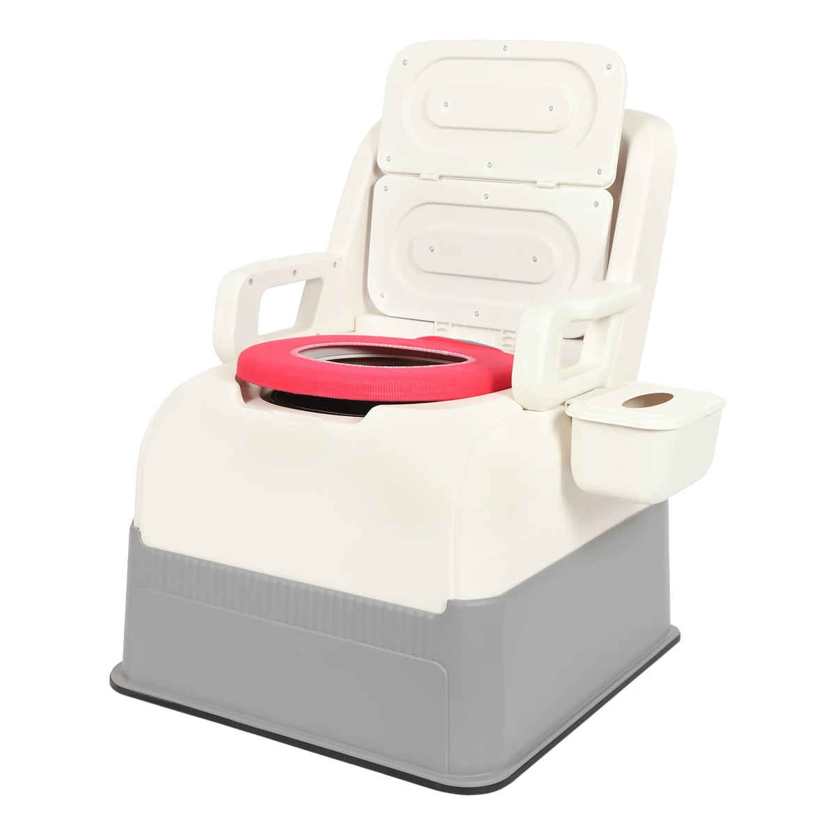 Portable Commode Chair With Armrests And Dual Lids Bedside Toilet