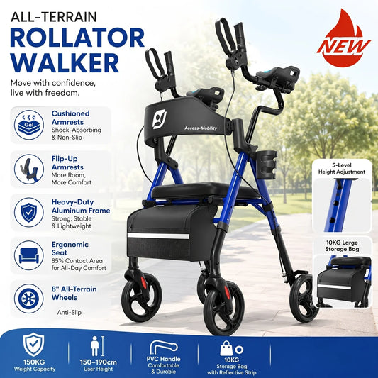 Maidesite Upright Walker With Padded Seat And Backrest Seniors