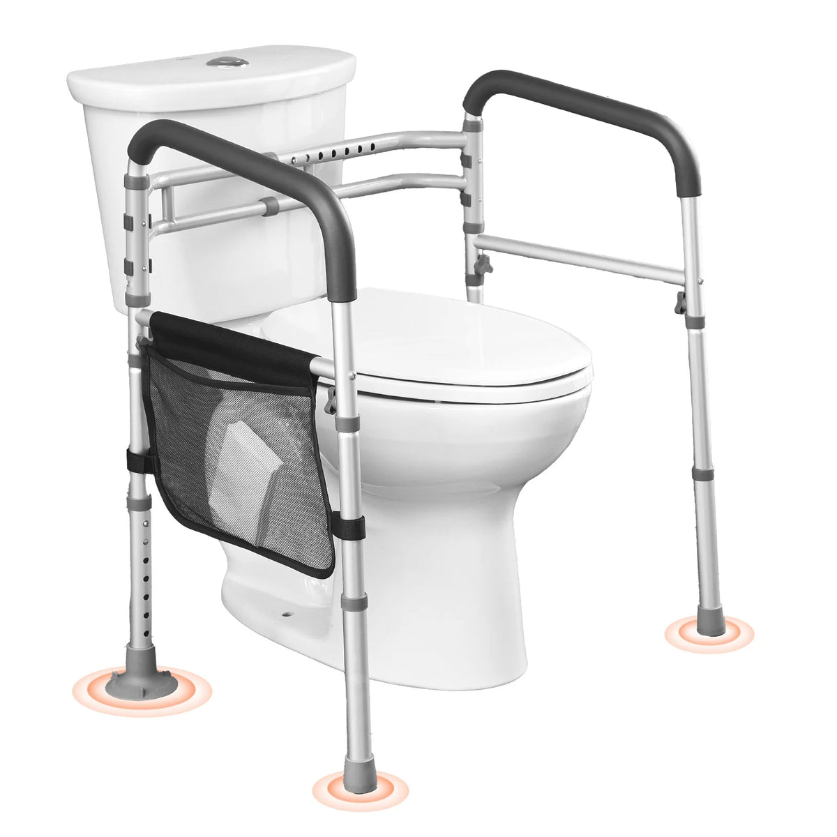 SucceBuy Foldable Toilet Safety Rails With Secure Handles Reinforced Aluminum